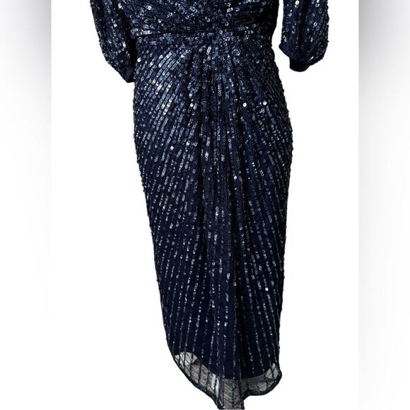 NWT MAC DUGGAL Puff sleeve sequin midi dress size 6 - Picture 6 of 13